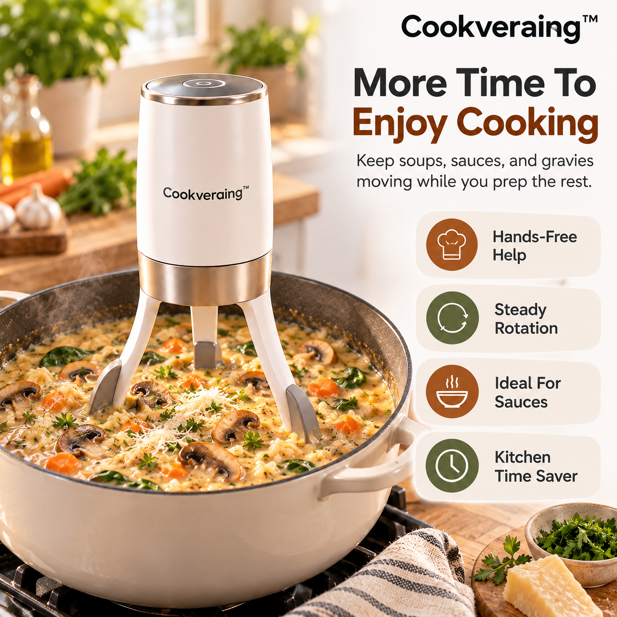 Cookveraing™ Automatic Stirring Device
